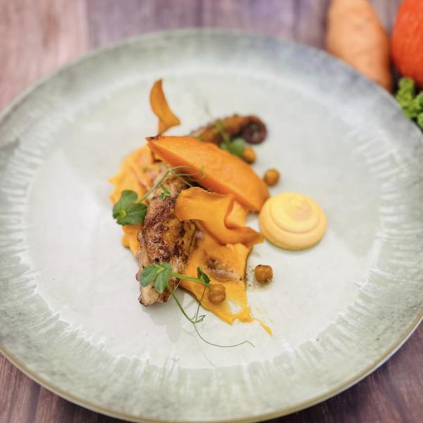 Poulpe et declinaison de patates douces